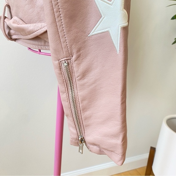 Zenana Star Moto Jacket Faux Leather, Pink Size Medium Bikercore Celestial - Picture 8 of 10